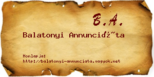 Balatonyi Annunciáta névjegykártya